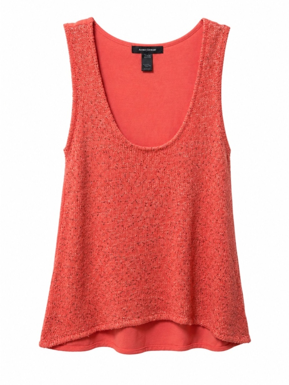 ASHLEY STWART SEQUINED FRONT,PEACH, ARMHOLE TOP. SIZE14-16